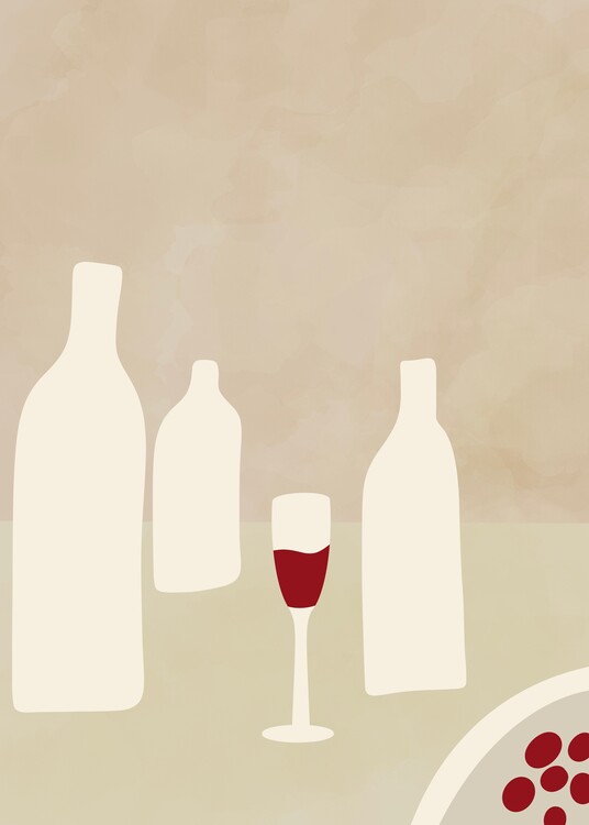 Poster Wine Party Beige Modern Wall Art Poster