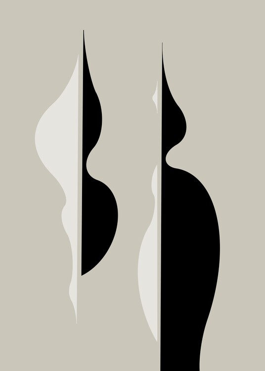 Plakát Neutral Colors Black Beige Wall Art Shapes Modern Abstract