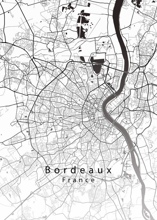 Плакат Bordeaux France City Map white
