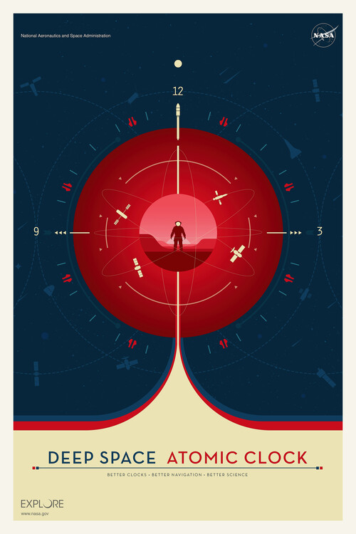 Poster Deep Space Atomic Clock (Red) - Space Series (NASA)