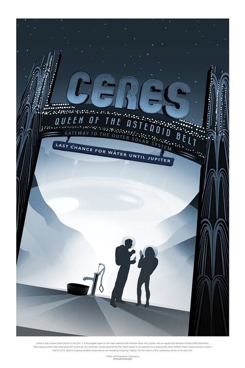 Poster Ceres (Retro Planet & Moon Poster) - Space Series (NASA)