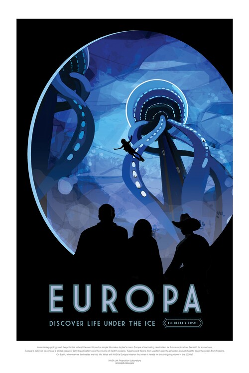 Poster Europa (Retro Planet & Moon Poster) - Space Series (NASA)
