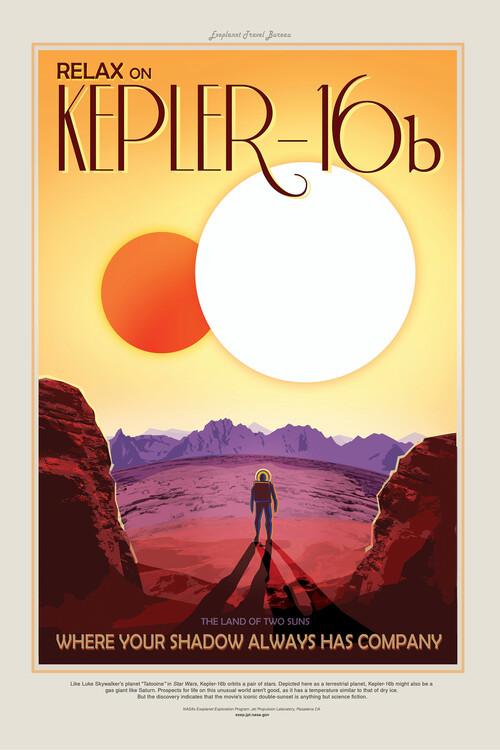 Poster Kepler16b (Planet & Moon Poster) - Space Series (NASA)
