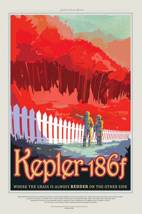 Poster Kepler186f (Planet & Moon Poster) - Space Series (NASA)