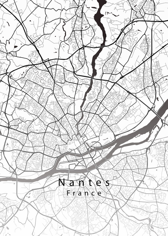 Плакат Nantes France City Map