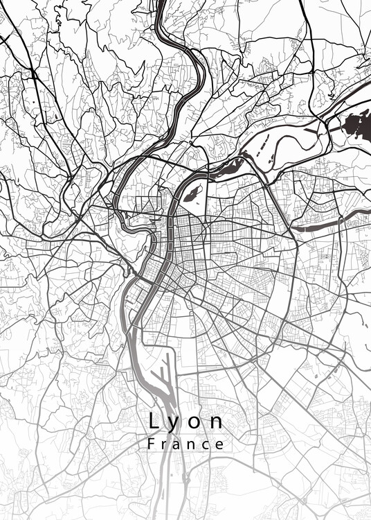 Плакат Lyon France City Map