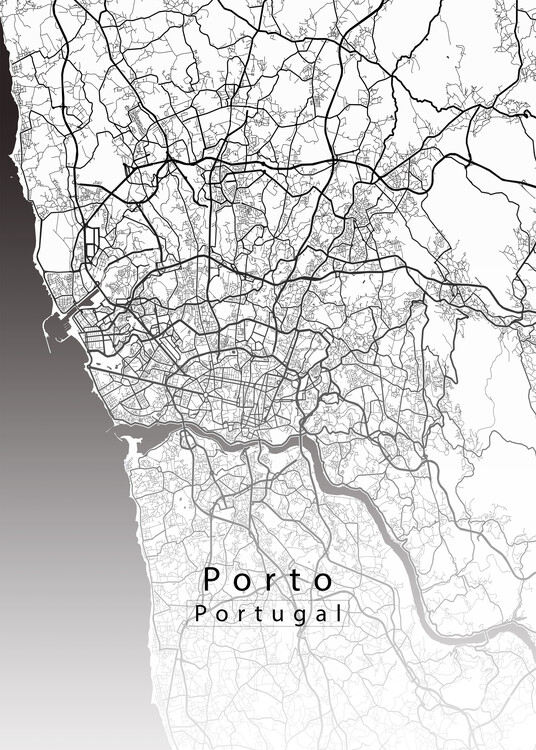 Плакат Porto Portugal City Map white