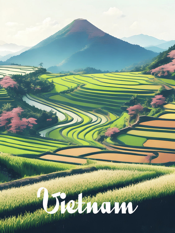 Poster Vietnam Rice Terraces Travel Poster