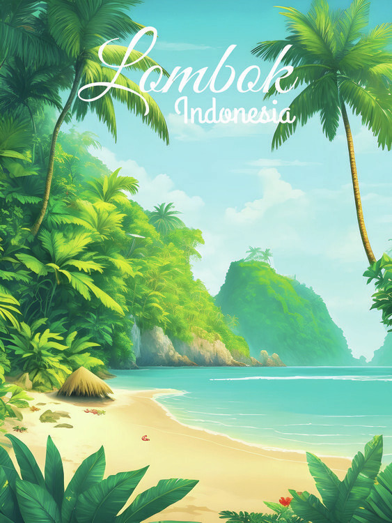 Plakát Lombok Indonesia Travel Poster