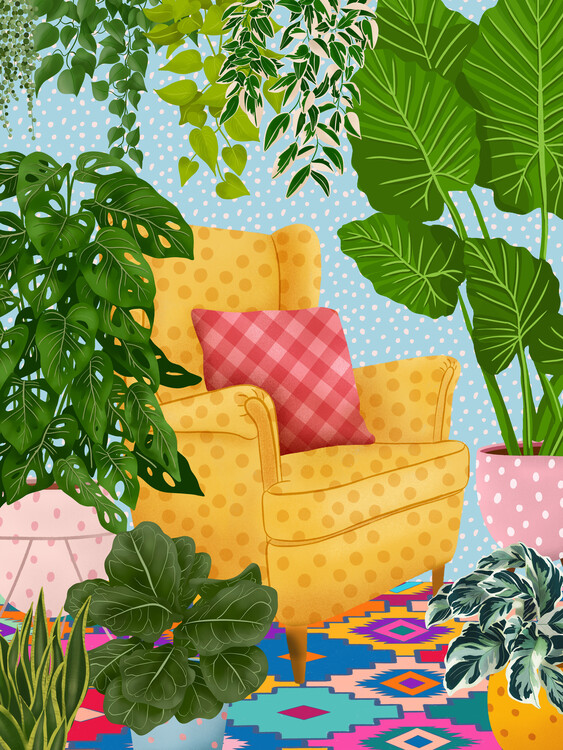 Poster Cute Colorful Room With Plants