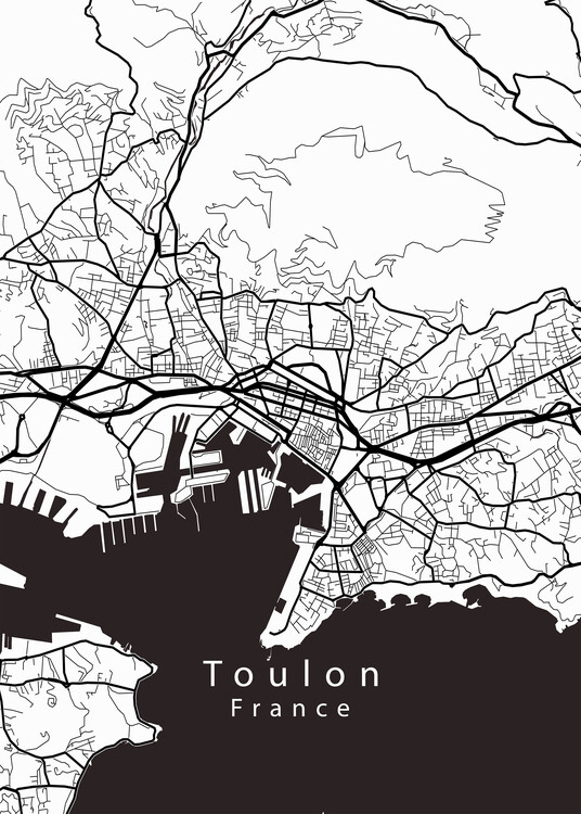 Плакат Toulon France City Map white