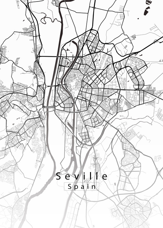 Плакат Seville Spain City Map white