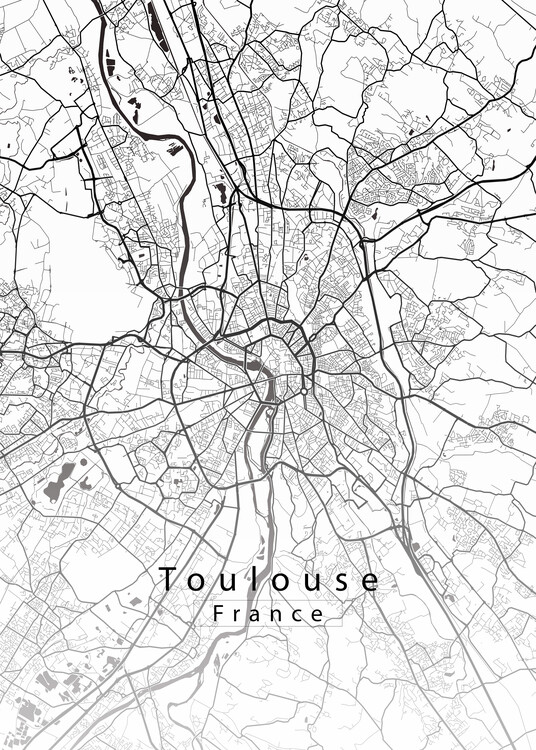Плакат Toulouse France City Map white