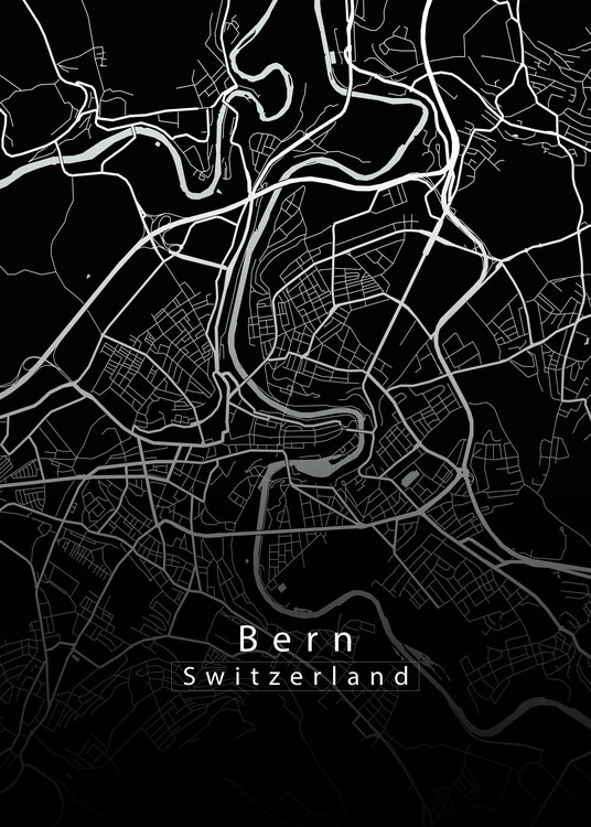 Плакат Bern Switzerland City Map black