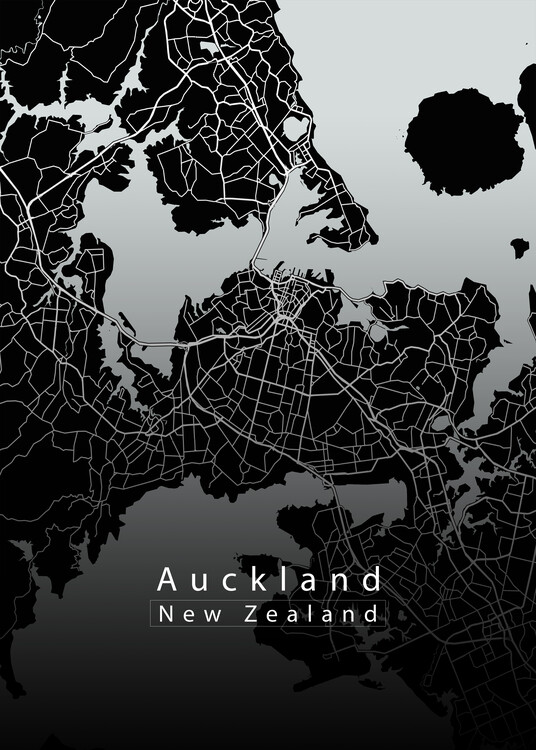 Плакат Auckland New Zealand City Map black
