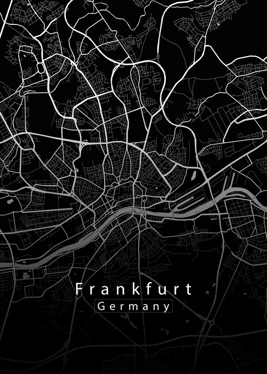 Плакат Frankfurt Germany City Map black
