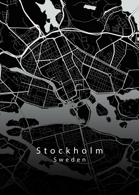 Плакат Stockholm Sweden City Map black