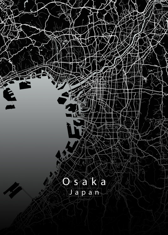Плакат Osaka Japan City Map black