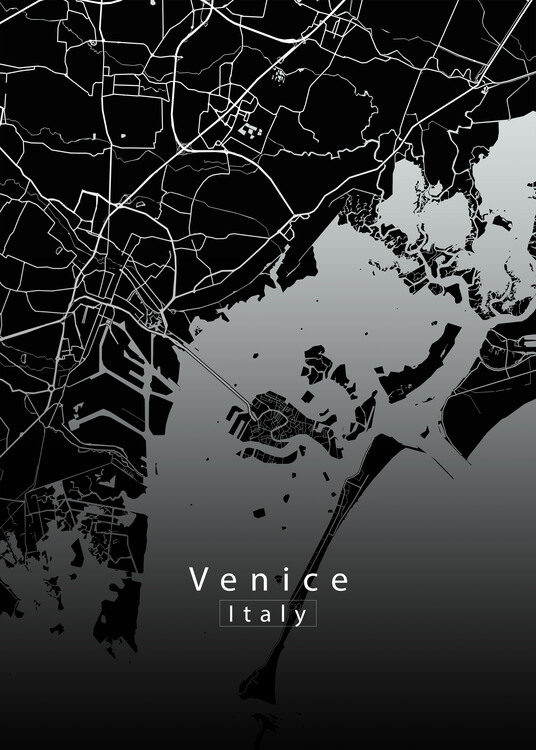 Плакат Venice Italy City Map black