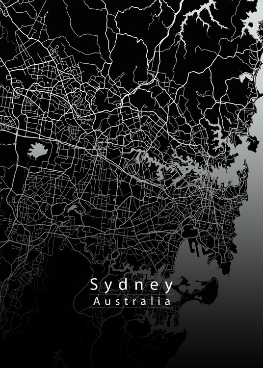 Плакат Sydney Australia City Map black