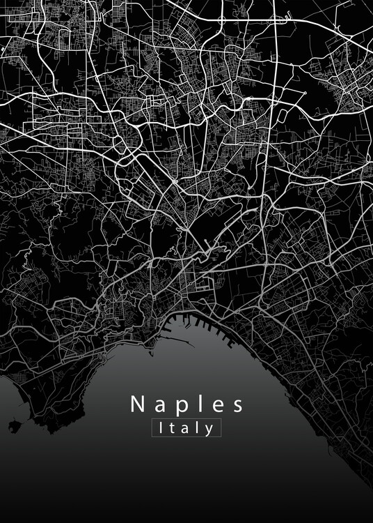 Плакат Naples Italy City Map black