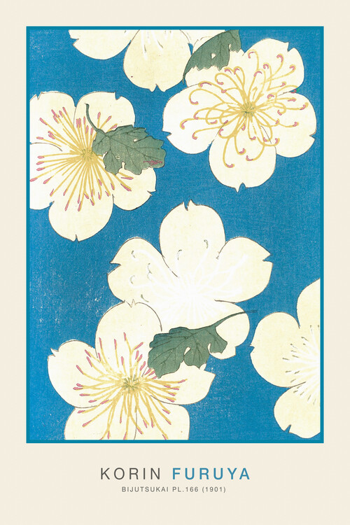 Poster Japanese Floral Pattern in Blue (Japandi) - Furuya Kōrin