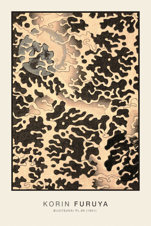 Poster Splashing Waves in Black (Japandi) - Furuya Kōrin