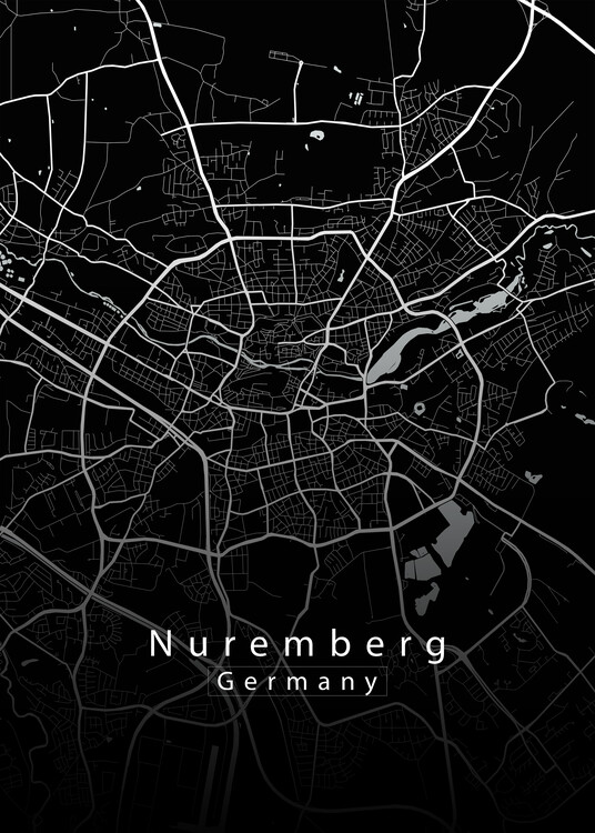 Плакат Nuremberg Germany City Map black