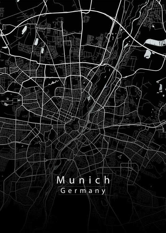 Poster Munich Germany City Map black