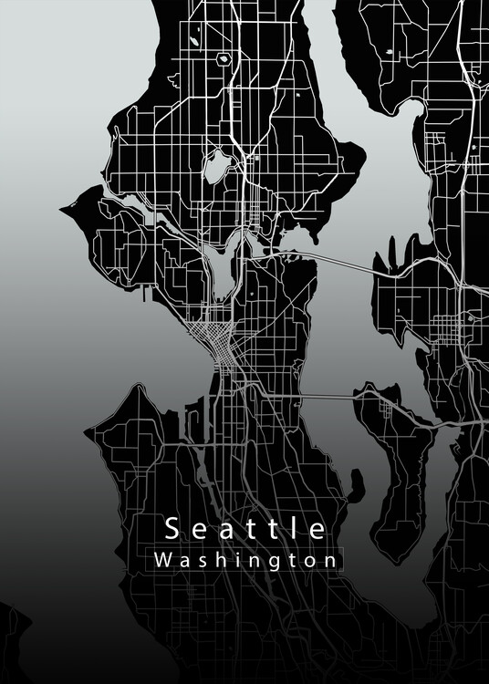 Plakat Seattle Washington City Map black