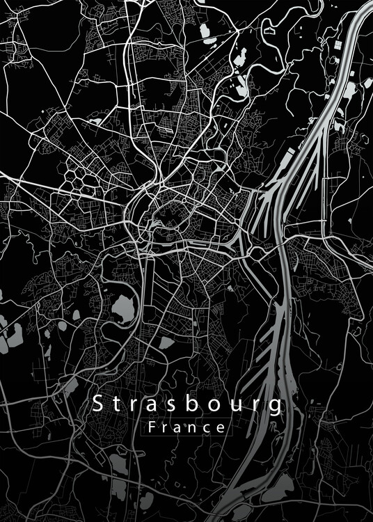 Плакат Strasbourg France City Map black