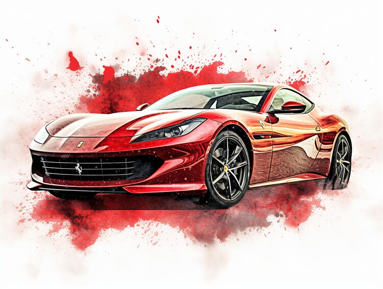 Poster Red Car Ferrari 488