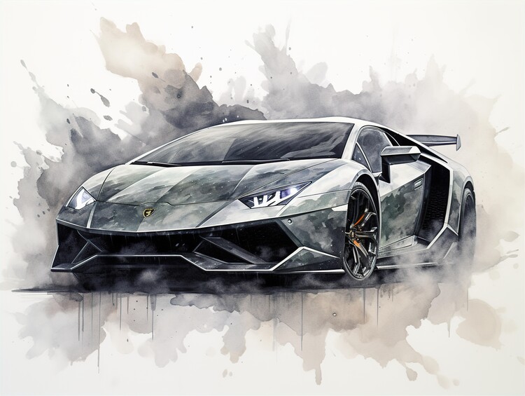 Canvas Print Grey Car Lamborghini