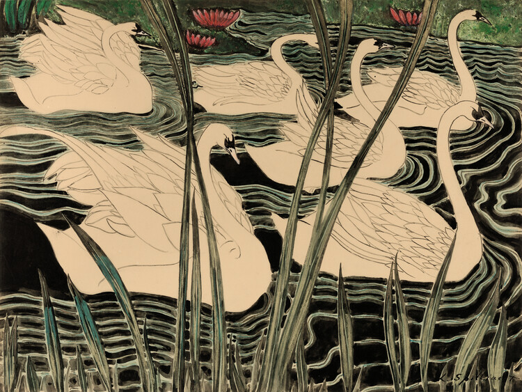 Póster The Swans (Graphic Interior Design / Swan) - Léon Spilliaert
