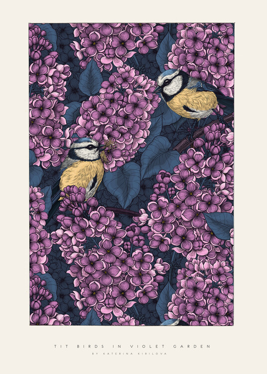 T-shirt Katerina Kirilova - Tit Birds in Lilac