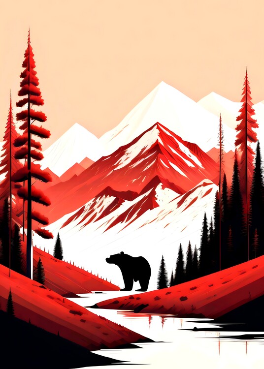 Poster landscape minimalist wild animal art