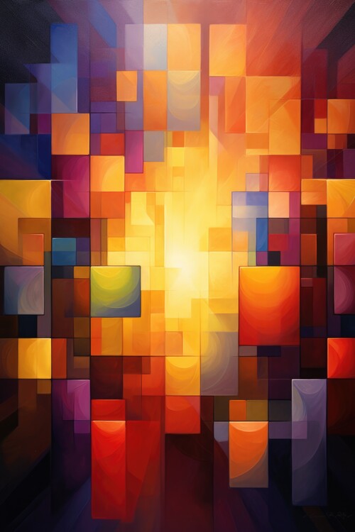 Poster Colorful modern cubic art