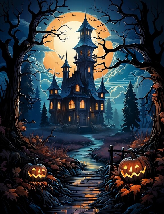 Poster Halloween haunted house