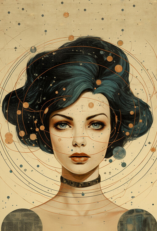 Плакат Saturn As A Woman Vintage Illustration, Saturn Poster