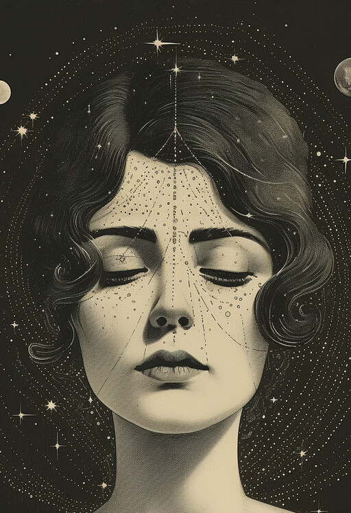 Juliste The Black Moon As A Woman Vintage, Moon Poster