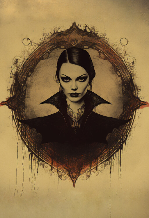 Poster Lady Vampire Portrait Poster, Gothic Poster, Vampire Poster