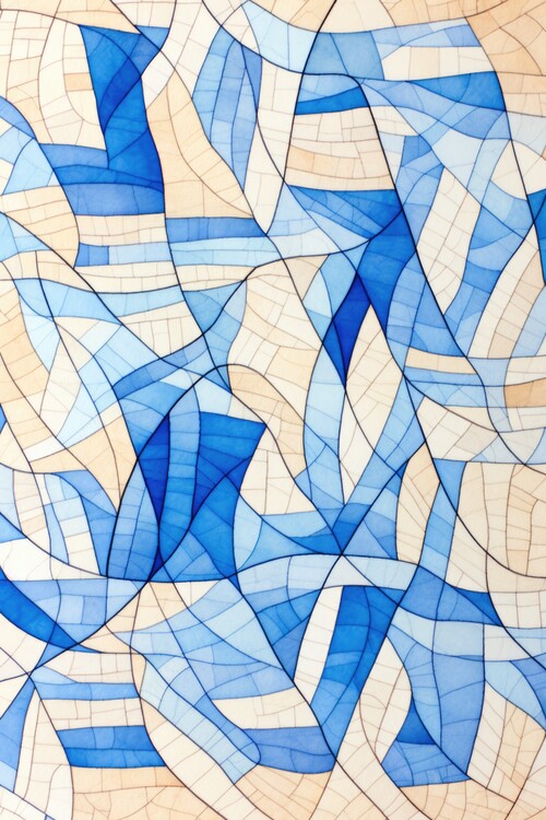 Poster Blue Cream Line Art
