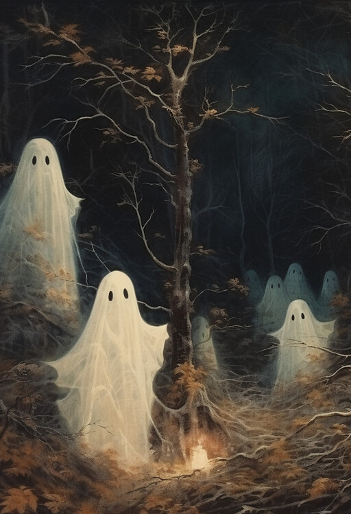 Poster The Ghosts Haunting the Woods, Ghosts Painting, Halloween