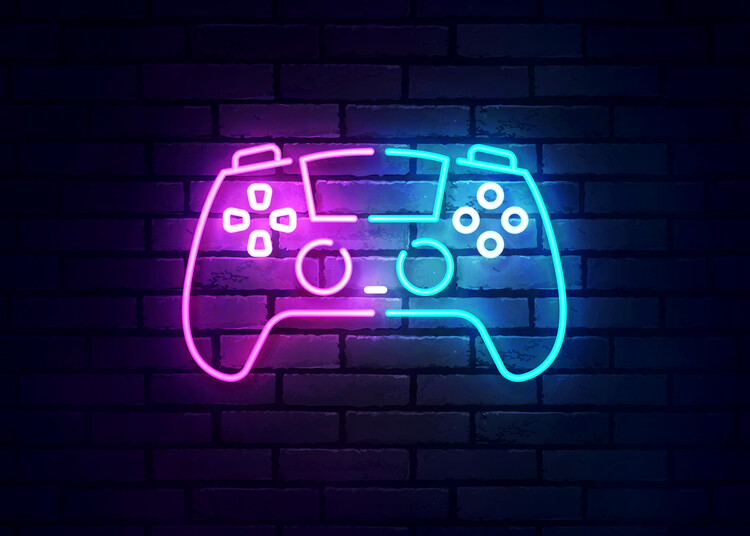 Juliste Gaming Controller neon lights