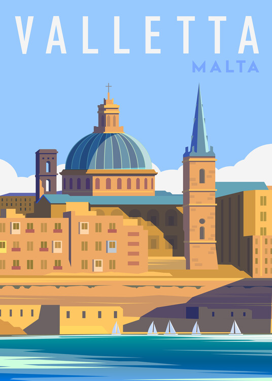 Poster Valletta, Malta travel poster
