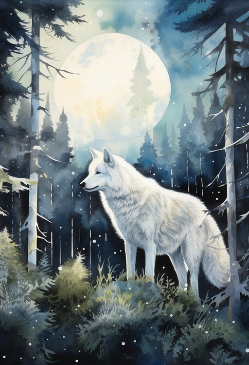 Poster The White Wolf Painting, Wolf Poster