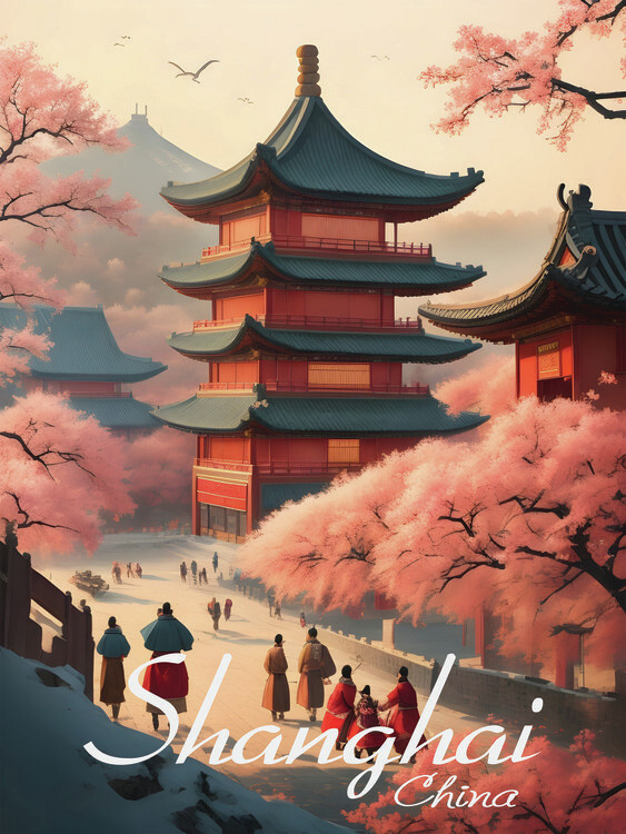 Poster Shanghai Traditional Building Travel Poster