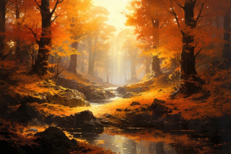 Poster Autumn Forest Landscape