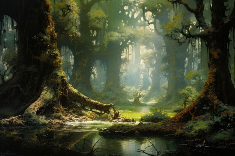 Poster Swamp Forest Fantasy Painting