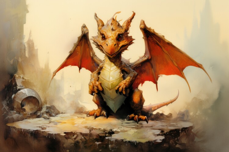 Poster Adorable Dragon Baby Painting